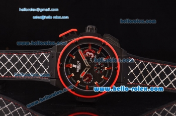 Hublot King Power Dwyane Wade Swiss Valjoux 7750-SHG Automatic PVD Case with Red Markers Black Dial and Black Rubber Strap