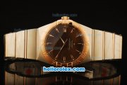 Omega Constellation Co-Axial Swiss ETA 2824 Automatic Steel Case with Rose Gold Bezel and Brown Dial-Two Tone Bracelet