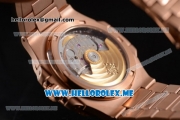 Patek Philippe Nautilus Miyota 9015 Automatic 18K Rose Gold Case/Bracelet with Black Dial and Stick Markers (BP)