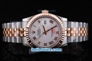 Rolex Datejust Oyster Perpetual Automatic Rose Gold Bezel with White Dial and Roman Marking-Small Calendar