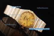 Omega Constellation Swiss ETA 2836 Automatic Movement Steel Case with Yellow Dial and Diamond Markers/Bezel