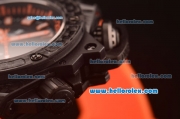 Hublot King Power Swiss ETA 2836 Automatic Carbon Fiber Case with Black Dial and Orange Rubber Strap