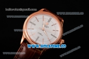 Rolex Cellini Time Asia 2813 Automatic Rose Gold Case with White Dial Brown Leather Strap and Stick/Roman Numeral Markers