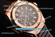 Hublot King Power Chrono Miyota OS20 Quartz Rose Gold Case with Black Dial and Stick Markers