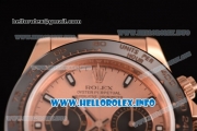 Rolex Daytona Chronograph Swiss Valjoux 7750 Automatic Rose Gold Case with Rose Gold Dial Stick Markers and Black Leather Strap (JF)