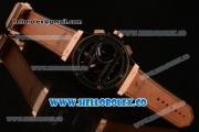 Hublot Big Bang Chukker Bang Limited Edition Chrono Swiss Valjoux 7750 Automatic Rose Gold Case with Black Dial and Brown Leather Strap - (YF)