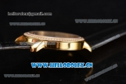 Cartier Rotonde De Tourbillon Asia 6497 Manual Winding Yellow Gold Case with White Dial and Diamonds Bezel Black Leather Strap