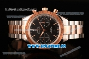 Omega Speedmaster '57 Co-Axial Chronograph Clone Omega 9301 Automatic Two Tone Case/Bracelet with Rose Gold Stick Markers and Black Dial (EF)