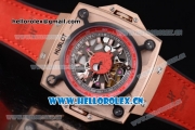 Hublot Masterpiece MP 08 Antikythera Sunmoon Asia 2813 Automatic Rose Gold Case Skeleton Dial Red Inner Bezel and Red Leather Strap