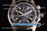 Breitling Superocean Chronograph II Swiss Valjoux 7750 Automatic Steel Case with Black Dial Black Rubber Strap and Yellow Sceond Hand