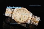 Rolex Datejust Automatic Movement with Diamond Bezel/ Markers and Two Tone Strap