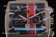 Tag Heuer Monaco Calibre 12 Chrono Miyota Quartz Full Steel with Black/Red Dial and Silver Stick Markers