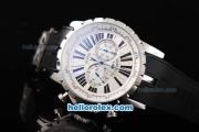 Roger Dubuis Excalibur Chronograph Quartz Movement Steel Case with White Dial and Black Rubber Strap
