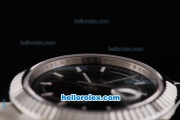 Rolex Day Date II Oyster Perpetual Automatic Movement Silver Case with Black Dial and White Stick Markers