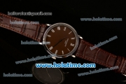 Patek Philippe Calatrava Miyota OS2035 Quartz Steel Case with Roman Numeral Markers and Brown Dial