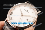 BlancPain Villeret Ultraplate Remontage Automatique 9015 Auto Steel Case with White Dial and Black Leather Strap - 1:1 Origianl (ZF)