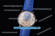 Audemars Piguet Jules Audemars Skeleton Tourbillon Asia ST25 Automatic Steel Case Blue Dial Roman Numeral Markers and Blue Leather Strap