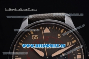 IWC Big Pilot Swiss Valjoux 7750 Automatic PVD Case with Brown Dial Stick/Arabic Numeral Markers and Grey Leather Strap (ZF)