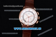 Girard Perregaux 1966 Dual Time Clone Girard Perregaux GP03300-0119 Automatic Rose Gold Case with White Dial Stick/Arabic Numeral Markers and Brown Leather Strap