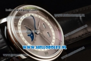 BlancPain Villeret Moonphase & Complete Calendar Miyota 9015 Automatic Steel Case with Grey Dial Roman Numeral Markers and Black Genuine Leather Strap (EF)