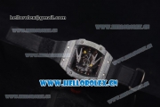 Richard Mille RM027-2 Miyota 9015 Automatic Carbon Fiber Case with Skeleton Dial Dot Markers and Black Nylon Strap