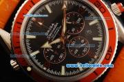 Omega Seamaster Planet Ocean Chronograph Quartz with Black Dial and Orange Leather Strap