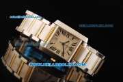 Cartier Tank Swiss ETA 2671 Automatic Movement Steel Case with White Dial and Two Tone Strap