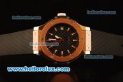 Hublot Big Bang Miyota Automatic Rose Gold Case with Black Grid Dial and Black Rubber Strap-Lady Size