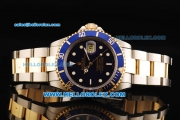 Rolex Submariner Swiss ETA 2836 Automatic Movement Steel Case with Blue Bezel and Two Tone Strap-18k Solid Gold