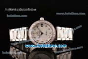 Omega De Ville Ladymatic Swiss Quartz Movement Steel Case Steel Bracelet with Diamond Bezel and White Dial
