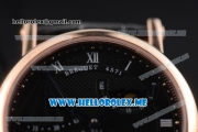 Breguet Classique Power Reserve Sea-Gull ST2153 Automatic Rose Gold Case with Black Dial and Black Leather Strap Roman Numeral Markers
