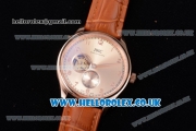 IWC Portugueser Tourbillon Hand-Wound Asia 2813 Automatic Rose Gold Case with Brown Dial Brown Leather Strap and Arabic Numeral Markers