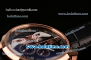 Tag Heuer Carrera Mikrotourbillons Chrono Swiss Quartz Rose Gold Case with Black Leather Bracelet and Black Dial