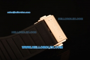 Hublot King Power Chronograph Quartz Rose Gold Case with Black Carbon Fiber Dial and Black Rubber Strap