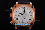 U-Boat Thousands of Feet Chronograph Automatic Rose Gold Bezel with White Dial-Black Marking