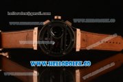 Hublot Big Bang Chukker Bang Limited Edition Chrono Swiss Valjoux 7750 Automatic Rose Gold Case with Black Dial and Brown Leather Strap - (YF)