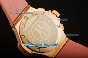 Hublot Big Bang Diamond Bezel Chronograph Swiss Quartz Rose Gold Case With White Dial and pink Rubber Strap