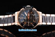 Hublot Big Bang Swiss Valjoux 7750 Automatic Movement Full Rose Gold with Black Bezel and Black Grid Dial
