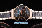 Hublot Big Bang Swiss Valjoux 7750 Automatic Movement Full Rose Gold with Black Bezel and Black Grid Dial