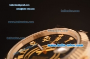 Rolex Sky-Dweller Asia 2813 Automatic Gold Case/Strap with Black Dial and Roman Numeral Hour Markers