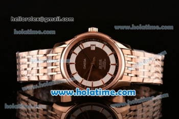 Omega De Ville Hour Vision Swiss ETA 2836 Automatic Rose Gold Case and Strap with Brown Dial