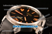 U-Boat Golden Crown Automatic Movement Steel Case with Black Dial and Black Rubber Strap-Orange Markers