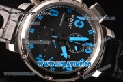 U-Boat U-51 Chimera Watch Limited Edition Chrono Miyota Quartz Steel Case with Black Dial and Blue Arabic Numeral Markers