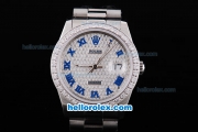 Rolex Datejust Oyster Perpetual Automatic Movement with Diamond Bezel,Diamond Dial and Blue Roman Marking