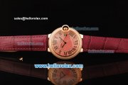 Cartier ballon bleu de Cartier Swiss Quartz Movement Rose Gold Case with Diamond Bezel and Pink Leather Strap