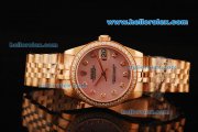 Rolex Datejust Automatic Movement ETA Case with Pink Dial and Diamond Bezel