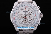 Breitling for Bentley Motors Chronograph Quartz Movement Full Steel with White Dial and Silver Stick Marker