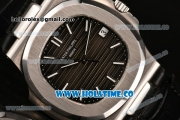Patek Philippe Nautilus Miyota 9015 Automatic Steel Case with White Stick Markers and Black Leather Strap (BP)