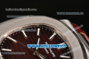 Patek Philippe Nautilus Miyota 9015 Automatic Steel Case with White Stick Markers and Brown Dial (BP)