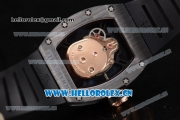 Richard Mille RM052 Miyota 9015 Automatic PVD/Rose Gold Case with Skull Dial and PVD Bezel Black Rubber Strap